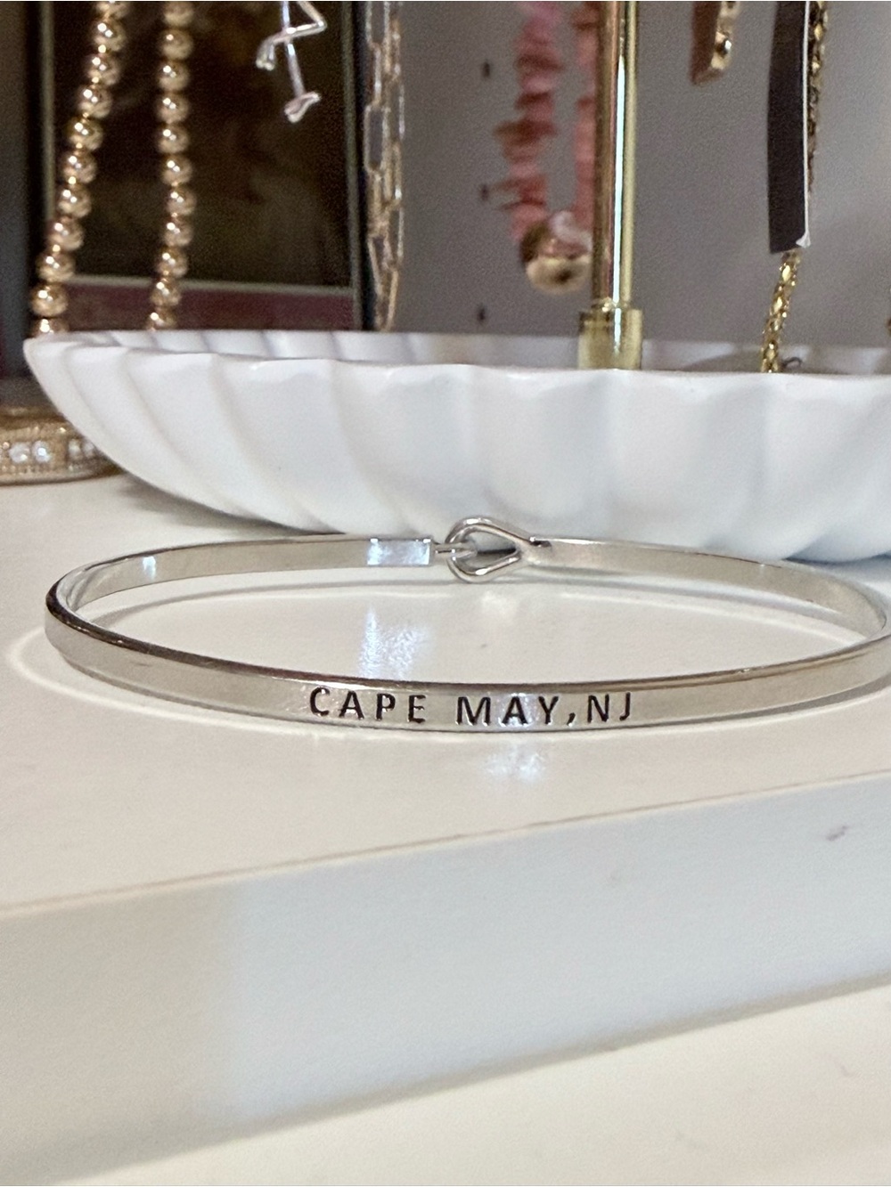 SALE🦀Cape May, NJ Stamped Silver Bangle Bracelet